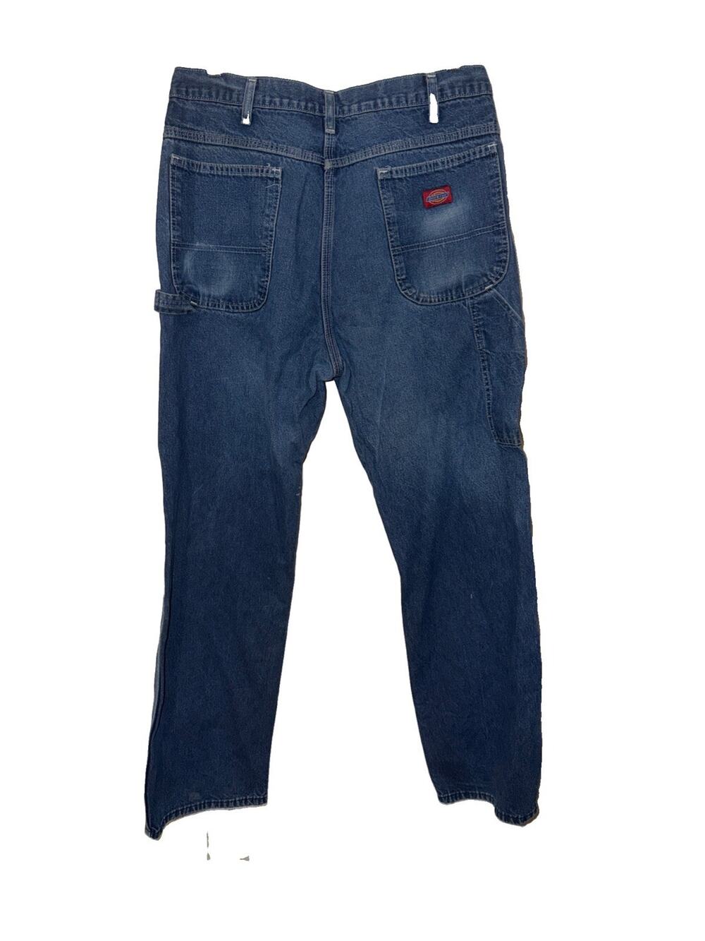 Vintage Dickies Carpenter Cargo Faded Blue Denim Jeans Size 38x32